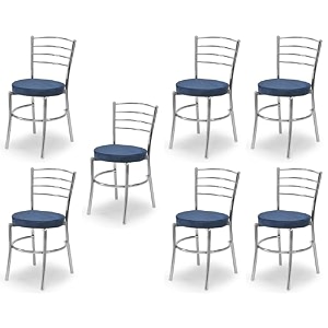 goyal steel amp furniture steel dining chair with cushion comfortable multi-purpose chair heavy duty for caf study hostel restaurant 7 blue standard