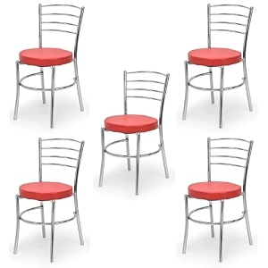 goyal steel amp furniture steel dining chair with cushion comfortable multi-purpose chair heavy duty for caf study hostel restaurant 5 red standard