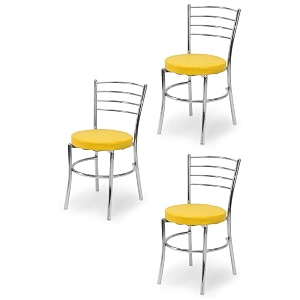 goyal steel amp furniture steel dining chair with cushion comfortable multi-purpose chair heavy duty for caf study hostel restaurant home office 3 yellow standard