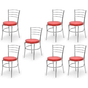 goyal steel amp furniture steel dining chair with cushion comfortable multi-purpose chair heavy duty for caf study hostel restaurant 6 red standard