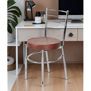 goyal steel amp furniture steel dining chair with cushion comfortable multi-purpose chair heavy duty for caf study hostel restaurant home office 2 brown standard