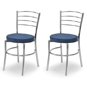 goyal steel amp furniture steel dining chair with cushion comfortable multi-purpose chair heavy duty for caf study hostel restaurant 2 blue standard