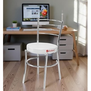 goyal steel amp furniture steel dining chair with cushion comfortable multi-purpose chair heavy duty for caf study hostel restaurant home office 1 grey standard