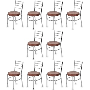 goyal steel amp furniture steel dining chair with cushion comfortable multi-purpose chair heavy duty for caf study hostel restaurant home office 10 brown standard