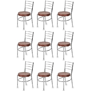 goyal steel amp furniture steel dining chair with cushion comfortable multi-purpose chair heavy duty for caf study hostel restaurant home office 9 brown standard