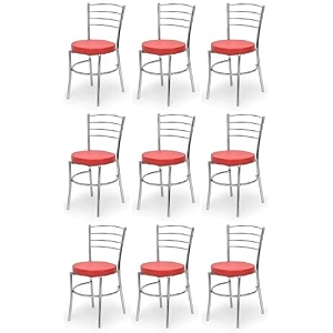 goyal steel amp furniture steel dining chair with cushion comfortable multi-purpose chair heavy duty for caf study hostel restaurant 2 red standard