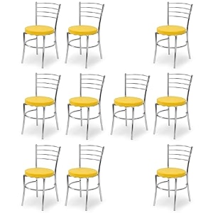 goyal steel amp furniture steel dining chair with cushion comfortable multi-purpose chair heavy duty for caf study hostel restaurant home office 10 yellow standard