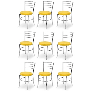 goyal steel amp furniture steel dining chair with cushion comfortable multi-purpose chair heavy duty for caf study hostel restaurant home office 9 yellow standard