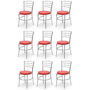 goyal steel amp furniture steel dining chair with cushion comfortable multi-purpose chair heavy duty for caf study hostel restaurant home office 9 red standard
