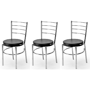 goyal steel amp furniture steel dining chair with cushion comfortable multi-purpose chair heavy duty for caf study hostel restaurant home office 3 black standard