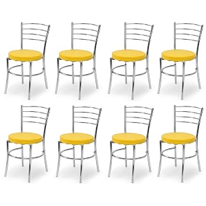 goyal steel amp furniture steel dining chair with cushion comfortable multi-purpose chair heavy duty for caf study hostel restaurant home office 8 yellow standard