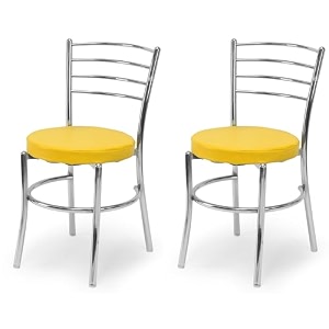goyal steel amp furniture steel dining chair with cushion comfortable multi-purpose chair heavy duty for caf study hostel restaurant home office 2 yellow standard