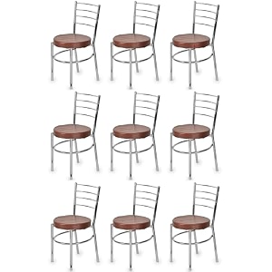 goyal steel amp furniture steel dining chair with cushion comfortable multi-purpose chair heavy duty for caf study hostel restaurant home office 2 brown standard