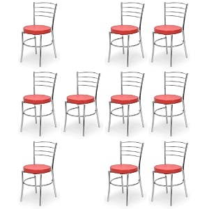 goyal steel amp furniture steel dining chair with cushion comfortable multi-purpose chair heavy duty for caf study hostel restaurant home office 10 red standard