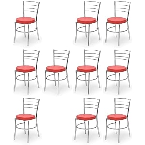 goyal steel amp furniture steel dining chair with cushion comfortable multi-purpose chair heavy duty for caf study hostel restaurant 10 red standard