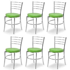 goyal steel amp furniture steel dining chair with cushion comfortable multi-purpose chair heavy duty for caf study hostel restaurant home office 6 green standard