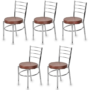 goyal steel amp furniture steel dining chair with cushion comfortable multi-purpose chair heavy duty for caf study hostel restaurant home office 5 brown standard