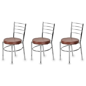 goyal steel amp furniture steel dining chair with cushion comfortable multi-purpose chair heavy duty for caf study hostel restaurant home office 3 brown standard