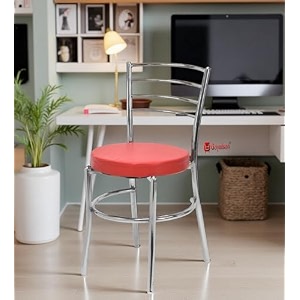 goyal steel amp furniture steel dining chair with cushion comfortable multi-purpose chair heavy duty for caf study hostel restaurant 1 red standard