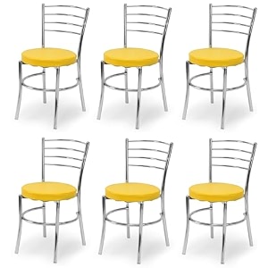 goyal steel amp furniture steel dining chair with cushion comfortable multi-purpose chair heavy duty for caf study hostel restaurant 6 yellow standard