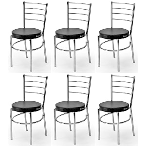 goyal steel amp furniture steel dining chair with cushion comfortable multi-purpose chair heavy duty for caf study hostel restaurant home office 6 black standard