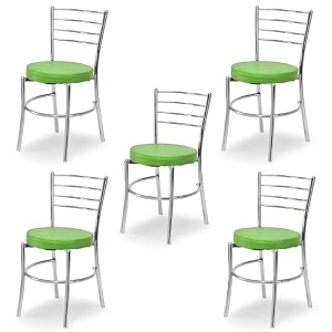 goyal steel amp furniture steel dining chair with cushion comfortable multi-purpose chair heavy duty for caf study hostel restaurant home office 5 green standard