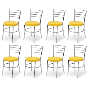 goyal steel amp furniture steel dining chair with cushion comfortable multi-purpose chair heavy duty for caf study hostel restaurant 8 yellow standard