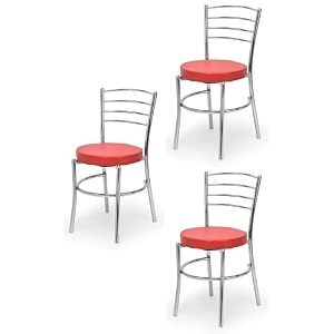 goyal steel amp furniture steel dining chair with cushion comfortable multi-purpose chair heavy duty for caf study hostel restaurant 3 red standard