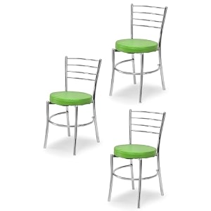 goyal steel amp furniture steel dining chair with cushion comfortable multi-purpose chair heavy duty for caf study hostel restaurant home office 3 green standard