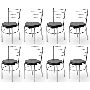 goyal steel amp furniture steel dining chair with cushion comfortable multi-purpose chair heavy duty for caf study hostel restaurant home office 8 black standard