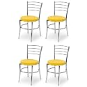 Goyal steel &amp; furniture Steel Dining Chair with Cushion Comfortable Multi-Purpose Chair Heavy Duty for Café, Study, Hostel, Restaurant, Home, Office (4, Yellow, Standard)