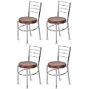 Goyal steel &amp; furniture Steel Dining Chair with Cushion Comfortable Multi-Purpose Chair Heavy Duty for Café, Study, Hostel, Restaurant (4, Brown, Standard)