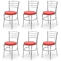 Goyal steel &amp; furniture Steel Dining Chair with Cushion Comfortable Multi-Purpose Chair Heavy Duty for Café, Study, Hostel, Restaurant, Home, Office (6, Red, Standard)