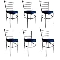 Goyal steel &amp; furniture Steel Dining Chair with Cushion Comfortable Multi-Purpose Chair Heavy Duty for Café, Study, Hostel, Restaurant, Home, Office (6, Blue, Standard)