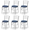 Goyal steel &amp; furniture Steel Dining Chair with Cushion Comfortable Multi-Purpose Chair Heavy Duty for Café, Study, Hostel, Restaurant (6, Blue, Standard)