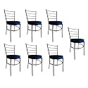 Goyal steel &amp; furniture Steel Dining Chair with Cushion Comfortable Multi-Purpose Chair Heavy Duty for Café, Study, Hostel, Restaurant, Home, Office (7, Blue, Standard)