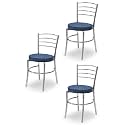 Goyal steel &amp; furniture Steel Dining Chair with Cushion Comfortable Multi-Purpose Chair Heavy Duty for Café, Study, Hostel, Restaurant (3, Blue, Standard)