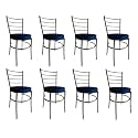 Goyal steel &amp; furniture Steel Dining Chair with Cushion Comfortable Multi-Purpose Chair Heavy Duty for Café, Study, Hostel, Restaurant, Home, Office (8, Blue, Standard)