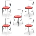 Goyal steel &amp; furniture Steel Dining Chair with Cushion Comfortable Multi-Purpose Chair Heavy Duty for Café, Study, Hostel, Restaurant (5, Red, Standard)