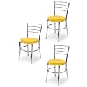 Goyal steel &amp; furniture Steel Dining Chair with Cushion Comfortable Multi-Purpose Chair Heavy Duty for Café, Study, Hostel, Restaurant, Home, Office (3, Yellow, Standard)