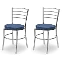 Goyal steel &amp; furniture Steel Dining Chair with Cushion Comfortable Multi-Purpose Chair Heavy Duty for Café, Study, Hostel, Restaurant (2, Blue, Standard)