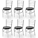 Goyal steel &amp; furniture Steel Dining Chair with Cushion Comfortable Multi-Purpose Chair Heavy Duty for Café, Study, Hostel, Restaurant, Home, Office (6, Black, Standard)