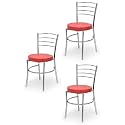 Goyal steel &amp; furniture Steel Dining Chair with Cushion Comfortable Multi-Purpose Chair Heavy Duty for Café, Study, Hostel, Restaurant (3, Red, Standard)