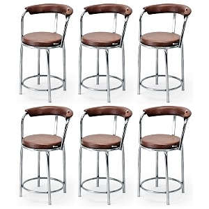goyal steel amp furniture exclusive stainless steel multipurpose stool with footrest -modern comfortable cushioned chair for bar cafe salon reception outdoors 6 brown