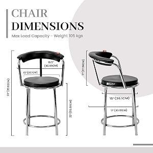 goyal steel amp furniture exclusive stainless steel multipurpose stool with footrest -modern comfortable cushioned chair for bar cafe salon reception outdoors 1 black