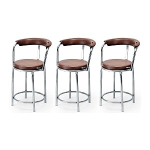 goyal steel amp furniture exclusive stainless steel multipurpose stool with footrest -modern comfortable cushioned chair for bar cafe salon reception outdoors 3 brown