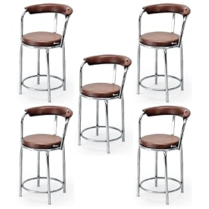 goyal steel amp furniture exclusive stainless steel multipurpose stool with footrest -modern comfortable cushioned chair for bar cafe salon reception outdoors 8 brown