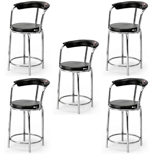 goyal steel amp furniture exclusive stainless steel multipurpose stool with footrest -modern comfortable cushioned chair for bar cafe salon reception outdoors 8 black