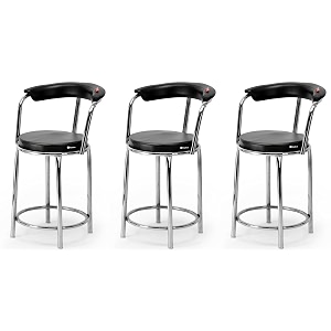 goyal steel amp furniture exclusive stainless steel multipurpose stool with footrest -modern comfortable cushioned chair for bar cafe salon reception outdoors 3 black