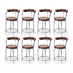 goyal steel amp furniture exclusive stainless steel multipurpose stool with footrest -modern comfortable cushioned chair for bar cafe salon reception outdoors 8 brown